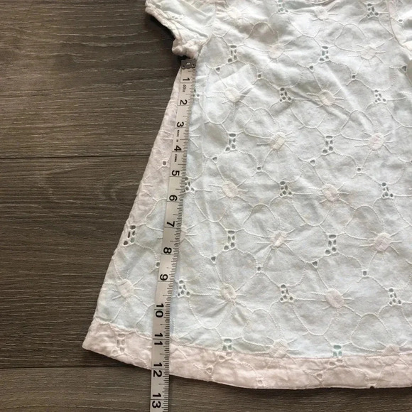 Janie And Jack White Floral With Blue Lining Short Sleeve Dress Size 12-18 Month - Picture 7 of 10
